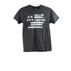 Hanes Black & White Men's T Shirt American Flag Short Sleeve Small 003